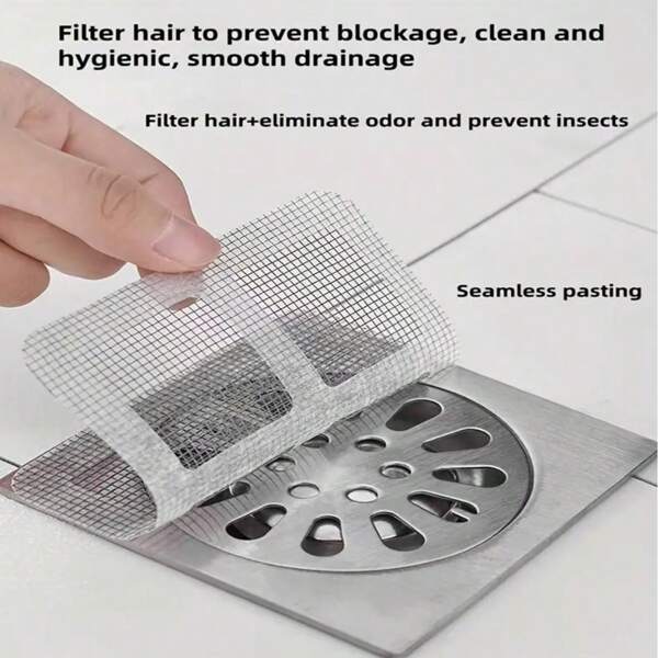 Easy To Use Drainage Filter Sticker, Disposable Drain Cover For Shower, Sink And Laundry Room, Easy To Stick, Hair Catcher Drain Cover, Disposable Drain Filter, Bathroom Hair Catcher, Drain Cover, Kitchen Sink Filter, Disposable Shower Drain Catcher, Floor Drain Filter Sticker, Bathroom Bathtub Hair Catcher, Bathroom Accessories Back To School
