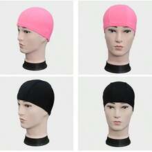 Bathing Caps Free Size Comfortable Swimming Caps For Men Women Elastic Nylon Ear Protection Long Hair Swimming Hat - Black - View 4
