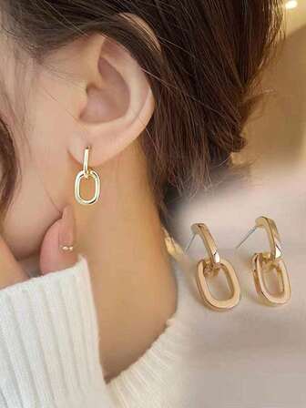 1pair Fashion Chain Design Earrings For Women For Daily Decoration