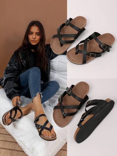 Sandale de vară cu cataramă metalică noi de vară pentru femei, potrivite pentru plajă, în aer liber, navetă, muncă, cumpărături, camping, platformă