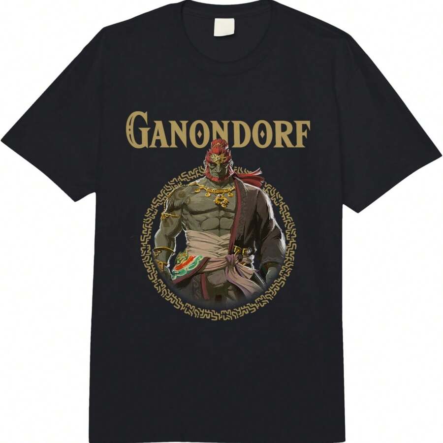 The Of Zelda Tears Of The Kingdom Ganondorf Badge Adult Heavyweight T-Shirt - Black - View 1