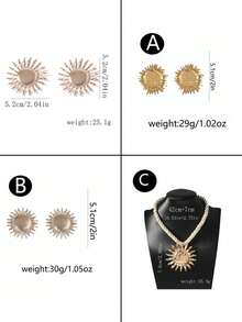 1 套时尚合金夸张向日葵吊坠项链和耳环，女士度假海滩珠宝