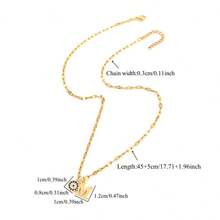 1件新款金色字母圆形蓝色眼睛吊坠不锈钢唇链项链，女士 - 不銹鋼字母 - 查看 2