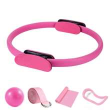 5 Peças Conjunto Básico de Pilates Feminino, Acessórios de Exercícios Domésticos de Pilates Incluindo Anel de Pilates, Cinta para Quadril de Pilates, Conjunto de Ioga Feminino, Cinta de Exercícios para Bunda, Bola de Ioga de 25 cm (O material de superfície é de espuma, pode haver algumas marcas de pressão e arranhões durante o transporte, o que é normal)