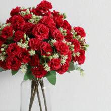 1/3PCS White Artificial Carnation Plastic Flowers Bouquet Mother's Day Gifts Birthday Party Decoration Wedding Flower Basket Bride Holding Flowers Home Decoration Dining Room Bedroom Windowsill Vase Decoration New Year Decoration Outdoor Garden Start Of School Season