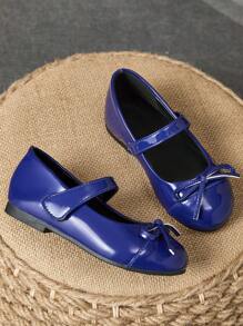 1 paio di scarpe da principessa per ragazze, punta tonda, fiocco scozzese, in morbida pelle, per la scuola e performance, scarpe da ballo alla moda e carine