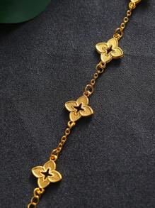 1pc Gold-Color Hollow Clover Minimalist Luxury Women Bracelet