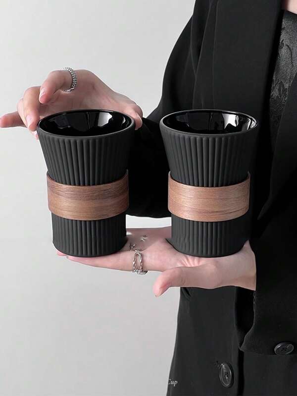 1 قطعة كوب زجاجي مزخرف بخطوط رأسية، كوب بسيط للقهوة المثلجة/الأمريكانو/اللاتيه/العصير/الحليب، للاستخدام المنزلي، عودة إلى المدرسة