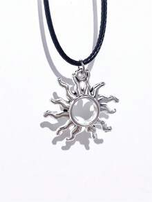 螺旋吊坠项链，Y2K 风格女士皮绳项链，个性化时尚简约珠宝 - 銀色 - 查看 5