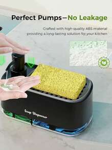 2pcs(Soap Dish + Sponge) Kitchen Pump Soap Dispenser, Manual Liquid Soap Pump Box With Sponge