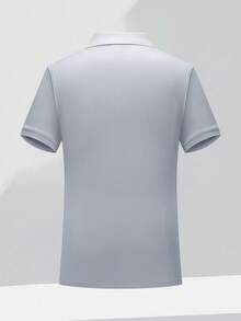 Men's Summer Short Sleeve Polo Shirt, Quick Dry Work Uniform - Light Grey - View 4