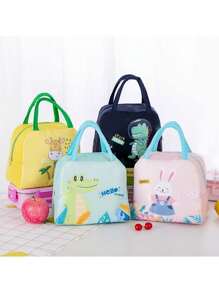 1 pieza Bolsa de almuerzo aislada con diseño de dibujos animados, contenedor térmico de alimentos, bolso impermeable y portátil para la escuela, la oficina, el almacenamiento de maquillaje, la playa, las vacaciones, los viajes, el almuerzo de las damas universitarias, la decoración del hogar, el almacenamiento para fiestas y Navidad