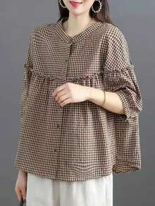 Women's Casual Plaid Loose Shirt, Spring & Summer