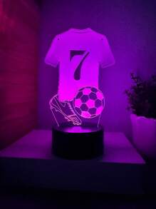 1 pièce Lampe de nuit en forme de maillot de football 3D, lampe décorative créative avec changement de couleur à 7 couleurs activé par le toucher pour les fans de sports, cadeau pour les fêtes
