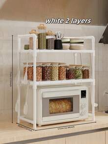 1pc Kitchen Storage Rack, Microwave Oven Overhead Shelf, Practical Home Storage Rack - Multicolor - View 2