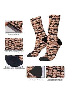 1 par de calcetines personalizados con foto impresa, unisex, impresión digital 3D de 360 grados con patrón personalizado privado, calcetines de media caña interesantes para parejas, cómodos y transpirables, multicolor, adecuados para Pascua, carnaval y ocasiones especiales como regalos divertidos y únicos - Multicolor - Ver 6