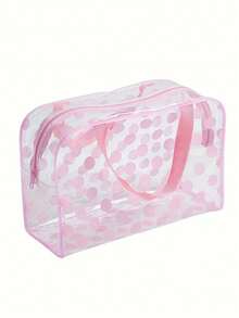 PVC Toiletry Bag Large Capacity Cosmetic Storage Bag With Handle Travel Portable Makeup Bag Gift For Girl - Multicolor - View 6