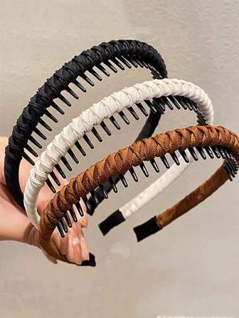 2/3pcs Women's New Anti-Slip Toothed Headband, Hair Hoop, Hair Clip, Hair Accessories For Face Washing And Flyaway Hair Styling ,Hair Band ,Diadema