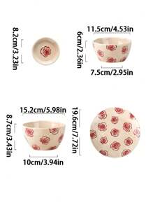 1 Conjunto/1 Peça Conjunto de Jantar Rosa Vintage, Design Personalizado Francês Criativo Romântico em Cerâmica, Prato de Jantar, Prato de Molho, Tigela de Sopa, Tigela, Conjunto de 4 Peças, Adequado para Inauguração da Casa, Presente para Casais, Banquete de Casamento, Lembrancinhas, Suprimentos Escolares