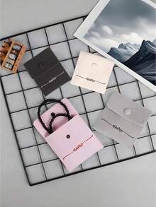 Customizable Personalized Name Jewelry Bag Packaging Bag, Soft Velvet Gift, Bracelet, Necklace, Earring, Ring Storage Bag, Button Velvet Bag, Double-Sided Plush Jewelry Packaging Bag, Macaron Color Flip Button Pouch, Jewelry Storage Bag - Multicolor - View 4