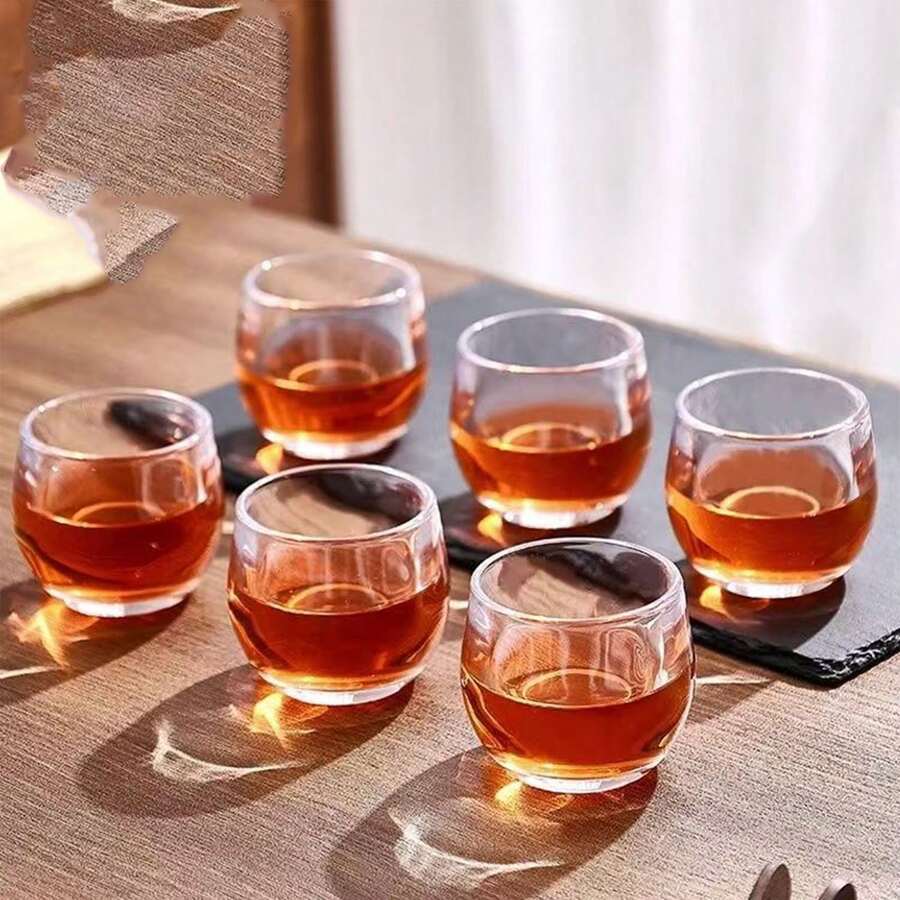 6pcs/4pcs/2pcs Set High Transparency Crystal Glass Cups, Small Tea Cups, Thimble Cups, One-Bite Cups, Master Cups, Tea Table Decor, Crystalline, Comfortable Grip, Household Essential - Clear - View 1