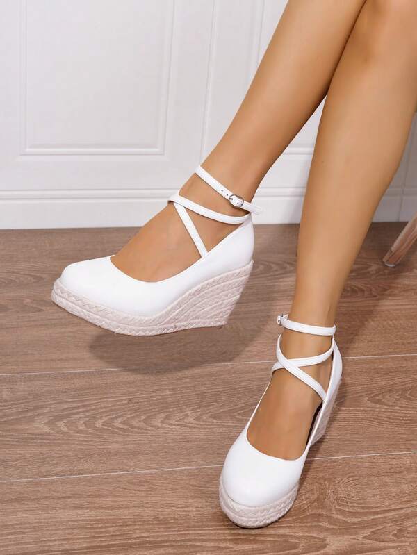 Sandali con zeppa e piattaforma, con punta tonda, comodi e antiscivolo, per donna, adatti per la primavera/estate