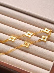 1pc Gold-Color Hollow Clover Minimalist Luxury Women Bracelet