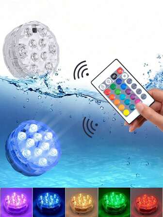 1/2/4/6/8/10 stuks waterdichte LED-onderwaterlamp, 16 kleurveranderende onderwaterlamp voor aquarium, vaas, badkuip, hot tub, Halloween, Kerstmis, zwembad en feestdecoratie