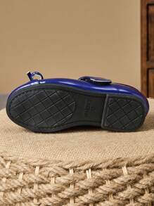 1 paio di scarpe da principessa per ragazze, punta tonda, fiocco scozzese, in morbida pelle, per la scuola e performance, scarpe da ballo alla moda e carine