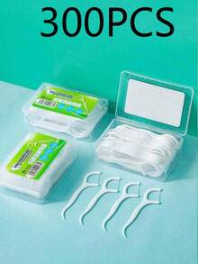 300pcs-50pcs High Tensile Strength Dental Floss Picks Portable Bow Shaped Super Thin Toothpick Flat Dental Tape Interdental Cleaner Oral Care, Living Room Home Bedroom Bathroom House Decor, Travel Stuff, Wedding, Party, Birthday, Gifts For Men Mom Dad Friends, New Years, Accessories, Funny Gift Back To School - White - View 3