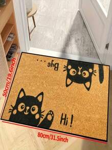 1 Stück neuer süßer Katzen-Muster Kleine Teppich - 100% Polyester, Maschinenwäsche, strapazierfähig, fleckabweisend, schnelltrocknend, geeignet für Innen-/Außenbereich Fußmatte, Heimdekoration, Schlafzimmer, Küche, Fotografie, Requisiten, Außendekoration, Urlaubsgeschenke, Teppich