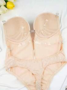 1pc Invisible Shoulder Strap Backless Body Shaping Jumpsuit. Bra Without Any Marks, Deep V-Shaped Shapewear, Gathered Chest Shapewear, Suitable As Underwear, For Home Fitness, Yoga, Swimming, Lingerie Parties, Etc Gym Accessories For Belly Slimming Girdles, Lumbar Girdles For Belly Slimming Corset