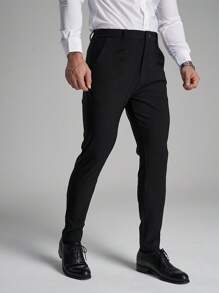 Pantalones rectos elásticos de moda personalizados, versátiles para el transporte diario
