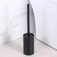 1pc Freestanding Toilet Brush Set With Holder, Bathroom Cleaning Brush, Odor-Proof Toilet Brush Stand For Home Use Bathroom Decor Fall Decor - Black - View 1