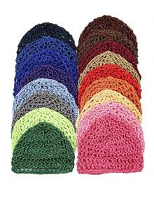 1/4 Pcs Handmade Crocheted Sleep Cap/Hat, Hair Net For Women, Suitable For Daily Washing Face, Makeup, Sleeping Hair Sleep Cap - Multicolor - View 10