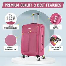 29" Large Suitcase Super Lightweight Luggage 20% Expandable 4 Wheel Spinner Soft Shell Check In Luggage For 23kg - Pink - View 2