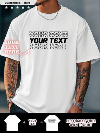 Camiseta personalizada con texto personalizable para hombre. Personaliza tu texto, nombre, diseño con bebé/amigo/ídolo/pareja/familia/fiesta/escuela/deportes/mascota/amor