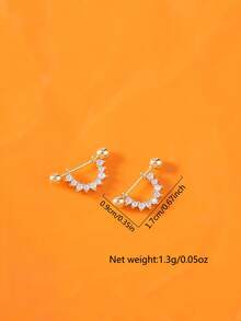 Nooxian 1pair Fashion Minimalist Golden U-Shape Ful Crystal Screw Stud Earrings For Women - Yellow Gold - View 5