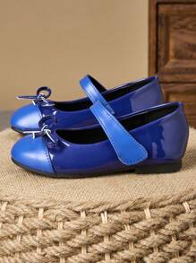 1 Paio di scarpe da principessa con punta rotonda, fiocco in materiale a scacchi, in pelle verniciata, per bambine, scarpe eleganti piatte e alla moda adatte per la scuola e le occasioni formali