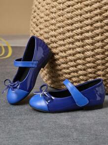 1 Paio di scarpe da principessa con punta rotonda, fiocco in materiale a scacchi, in pelle verniciata, per bambine, scarpe eleganti piatte e alla moda adatte per la scuola e le occasioni formali