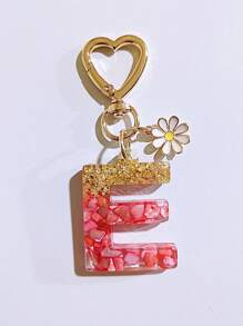 1pc Women's Beige Resin Letter Heart Shape Tassel Casual Cute Style Keychain, Creative Accessory Pendant Gift For Friends Car Accessories Bag Charm Backpack For School Goth Y2k