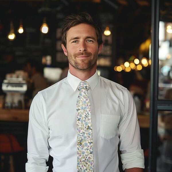 1pc Floral Print Casual Cotton Necktie, All Season