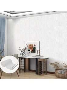 1 Roll 110.24IN Length Textured Linen-Like Removable Wallpaper, Thick Solid Color Peelable & Stick PVC Contact Paper For Bedroom, Living Room Surfaces, Moisture-Proof And Waterproof Self-Adhesive Wall Covering, Suitable For Home Decor And Furniture Renewal Room Decor Wall Decor Bathroom Decor Bedroom Decor Room Decoration Stuff Living Room Decor House Decor Home Decor Living Room Wall Paper Wall Art Wallpapers Wall Stickers Wall Sticker