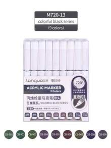 languo 207色不透明液体软头马克笔，覆盖力强，适用于卡通人物绘画、石头、玻璃、DIY涂鸦、陶瓷、金属表面。 - 彩色 - 查看 24