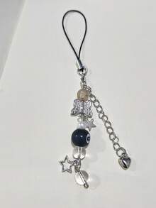 1 件 Y2K 黑色 8 字形球手机链经典款式精致设计高端吊坠情侣手机包礼物