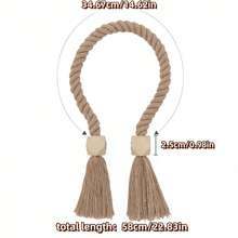 1 pieza Cinta para cortinas estilo bohemio tejida a mano, diseño magnético de cubo de madera simple para decoración acogedora del dormitorio y la sala de estar