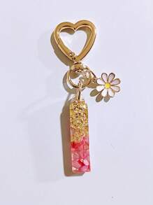 1pc Women's Beige Resin Letter Heart Shape Tassel Casual Cute Style Keychain, Creative Accessory Pendant Gift For Friends Car Accessories Bag Charm Backpack For School Goth Y2k