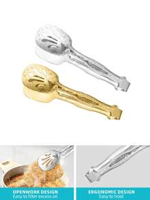 1pc Reusable Food Tong With Flower Pattern For Snack, Cake, Salad, Pastry, Bread, Fruit, Meat, Cookware, Spaghetti Clips With Gold And Silver Option, Multi-Functional Kitchen Utensils, Kitchen Supplies, Kitchen Accessories, Kitchen Stuffs For Home - - - View 4