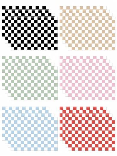 2/4pcs Set Heatproof Checkerboard Placemats, Minimalist Style Brown, Blue, Pink, Mint Green, Red Grid Linen Dining Table Mats, Rectangular Muddy Color Series Coasters, Washable Coffee Mats, Suitable For Dining Table, Kitchen, Dining Room, Wedding, Room Decor, Tabletop Decor, Holiday Party, Gift, Dinner And Home Decoration, 12x16.5 Inch