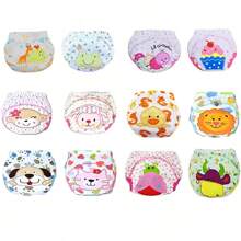 4 piezas de pantalones de entrenamiento reutilizables para niños pequeños, con diseños bordados lindos, transpirables y resistentes al agua, aptos para uso en exteriores